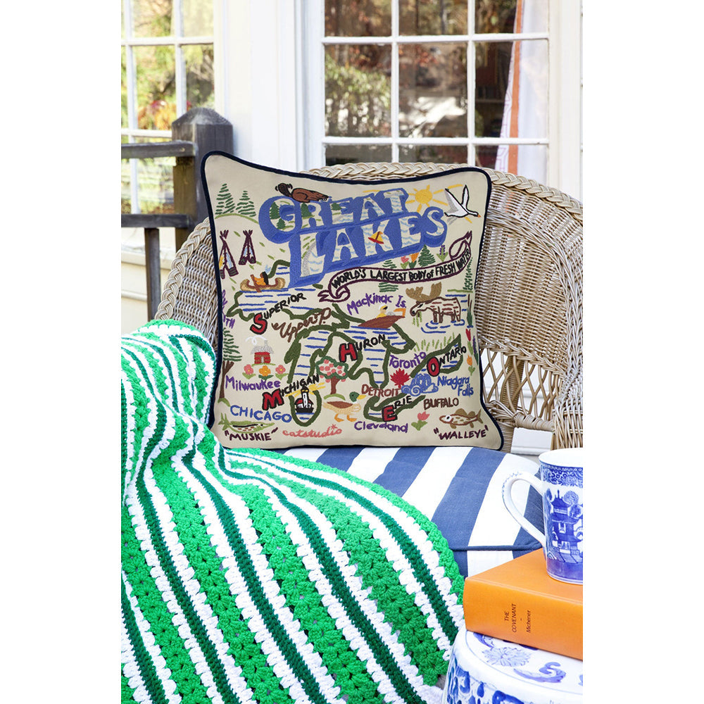 Great Lakes Hand-Embroidered Pillow-3