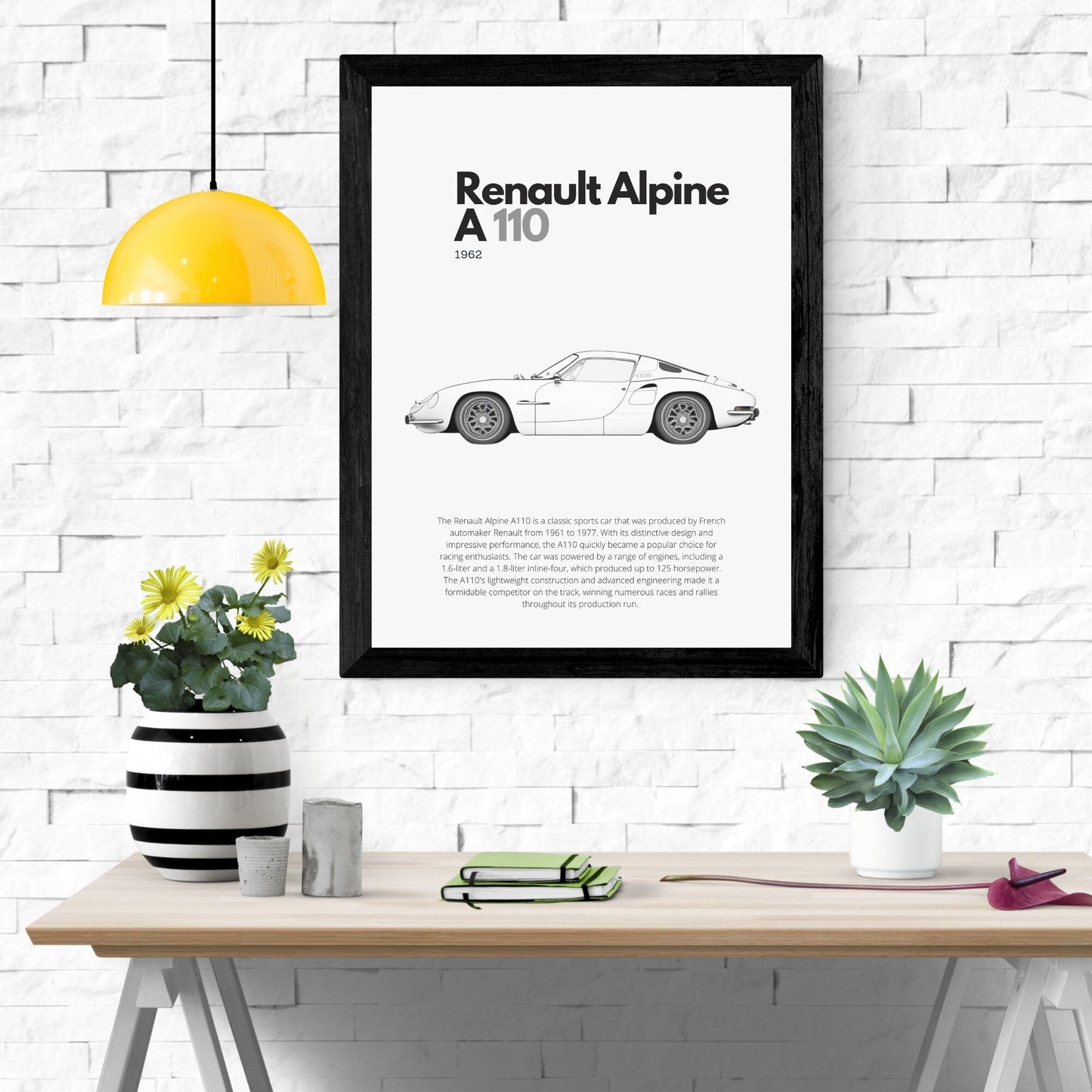 Affiche Renault Alpine A110 | Art mural | Affiche voiture vintage | Affiche noir et blanc-4