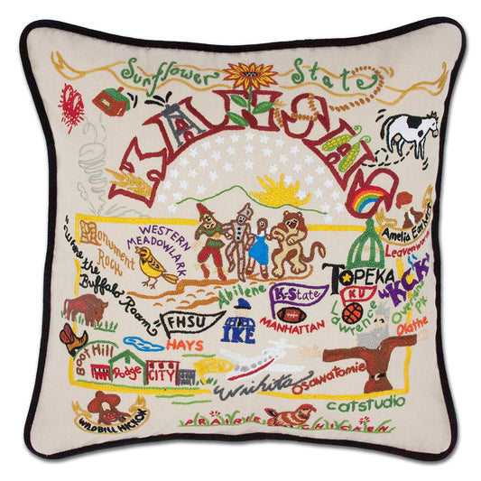 Kansas Hand-Embroidered Pillow-0