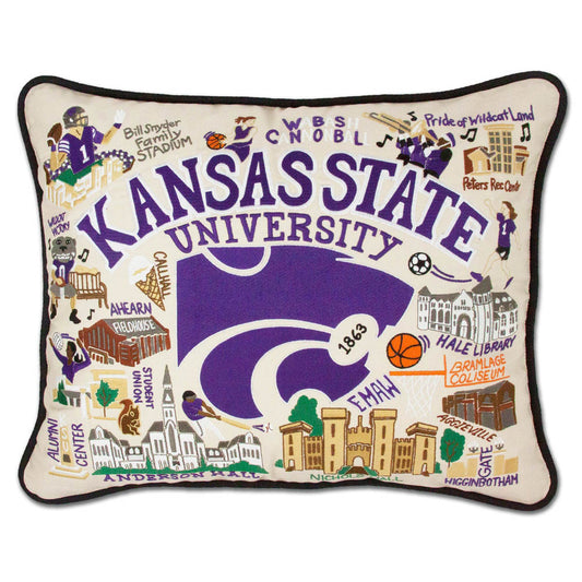 Kansas State University Collegiate Embroidered Pillow by CatStudio-0