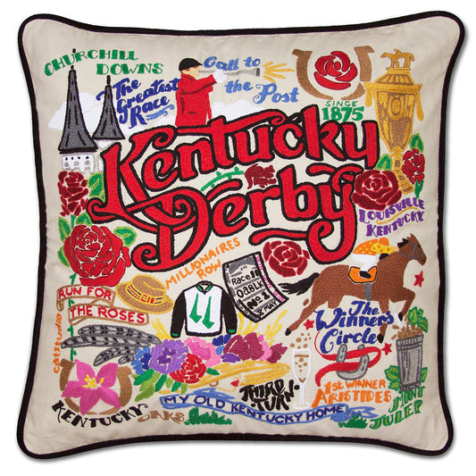Kentucky Derby Hand-Embroidered Pillow-0