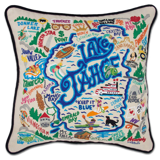 Lake Tahoe Hand-Embroidered Pillow-0