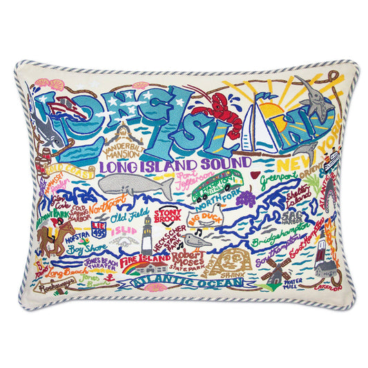 Long Island Hand-Embroidered Pillow-0