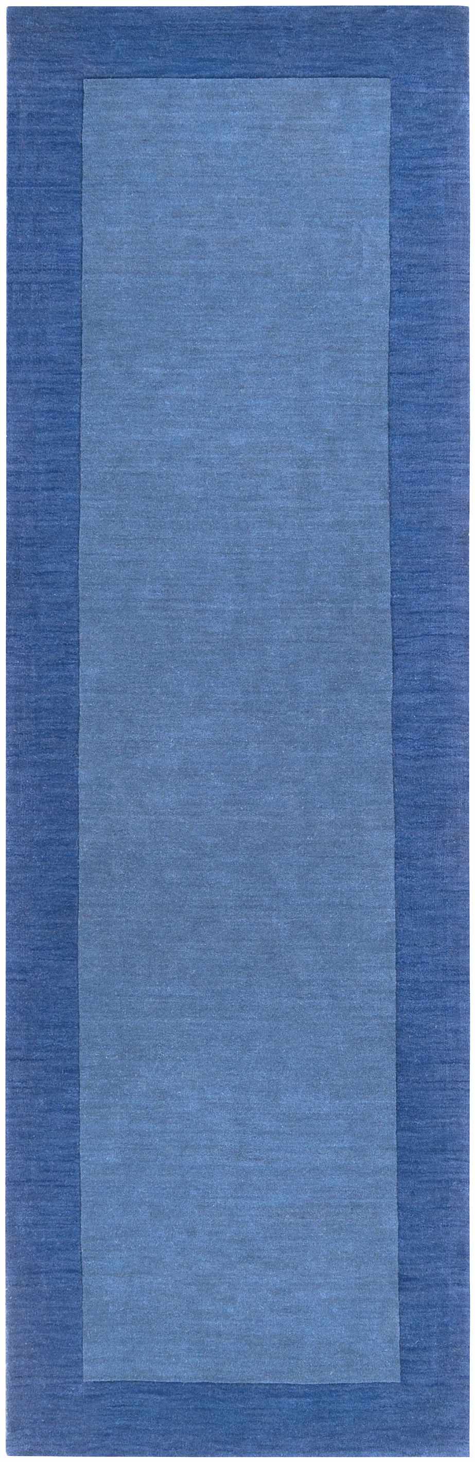 Macedon Blue Bordered Wool Rug-6