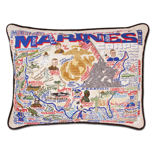 Marines Large Hand-Embroidered Pillow-0