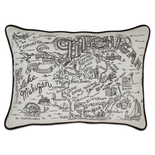 Michigan Hand-Guided Machine Pillow by CatStudio-0