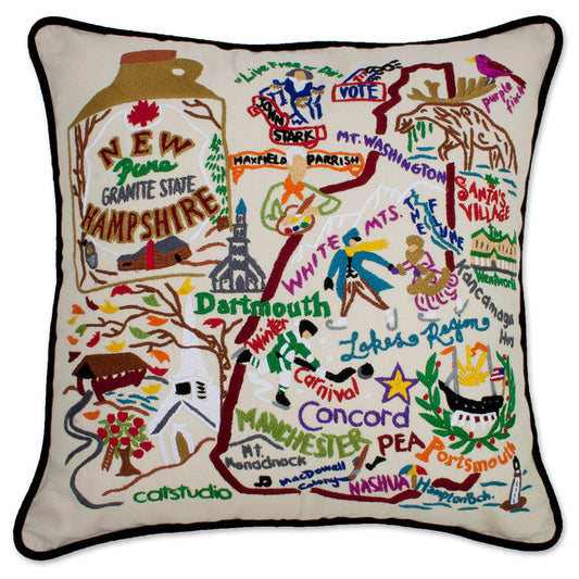 New Hampshire Hand-Embroidered Pillow-0