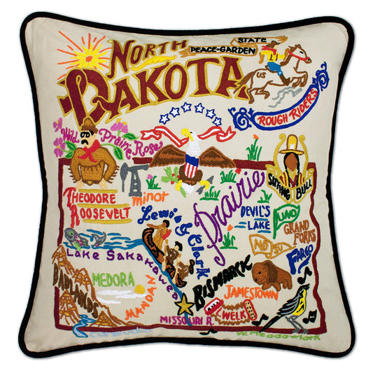 North Dakokta Hand-Embroidered Pillow-0