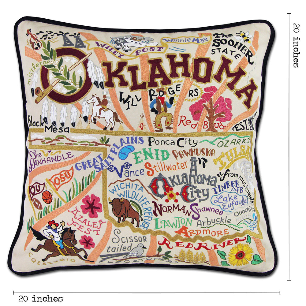 Oklahoma Hand-Embroidered Pillow-4