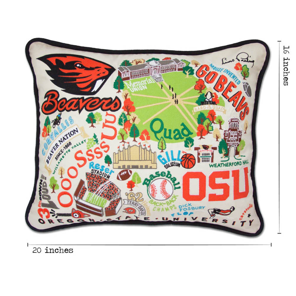 Oregon State University Collegiate Embroidered Pillow by CatStudio-4