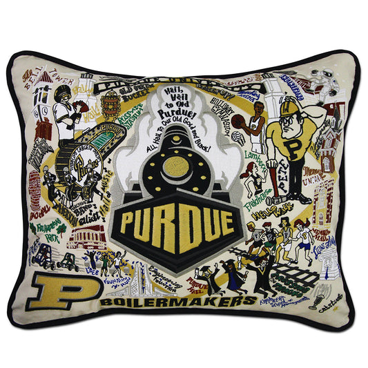 Purdue University Collegiate Hand-Embroidered Pillow-0