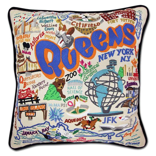 Queens Hand-Embroidered Pillow-0