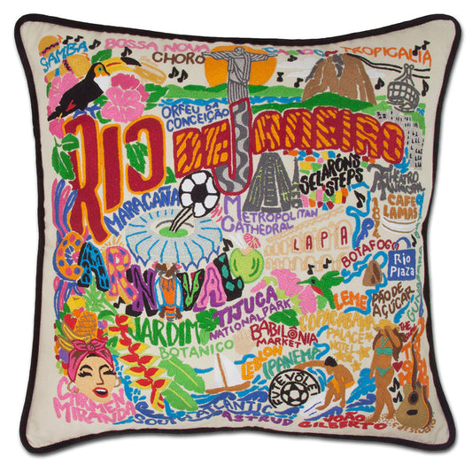 Rio De Janeiro Hand-Embroidered Pillow-0