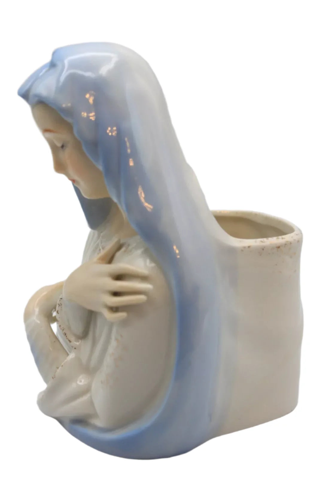 Vintage Shafford Japan Ceramic Porcelain Virgin Mary/Madonna Planter-2