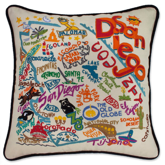 San Diego, CA Hand-Embroidered Pillow-0