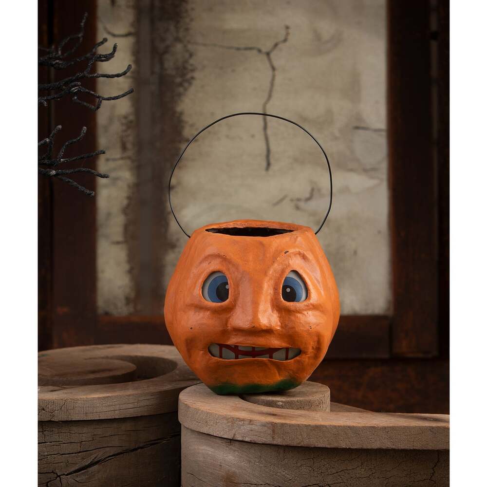 Scary Vintage Pumpkin Bucket Medium by Bethany Lowe Designs-2