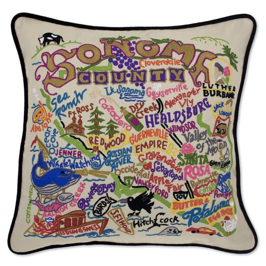 Sonoma County, CA Hand-Embroidered Pillow-0