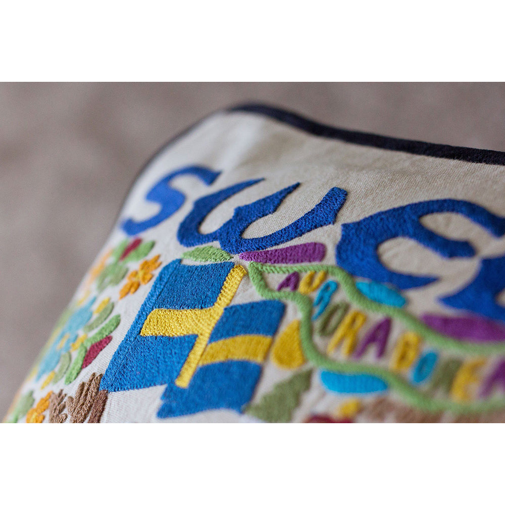 Sweden Hand-Embroidered Pillow-2