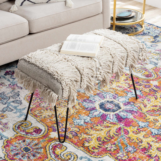 Tugbong Boho Fringe Knit Bench-0