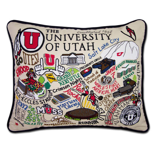 Utah, University of Collegiate Embroidered Pillow by CatStudio-0