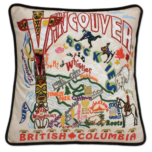 Vancouver, B.C. Hand-Embroidered Pillow-0