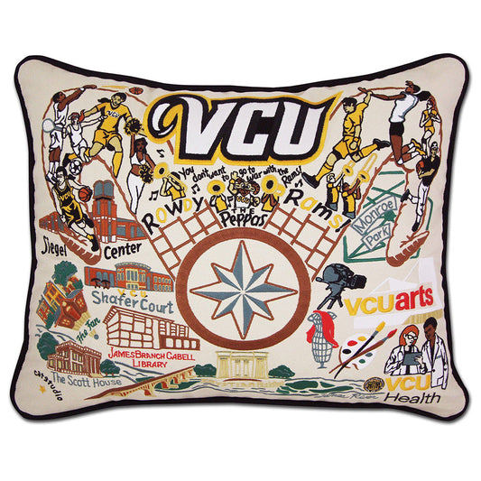 Virginia Commonwealth University (VCU) Collegiate Embroidered Pillow by Cat Studio-0