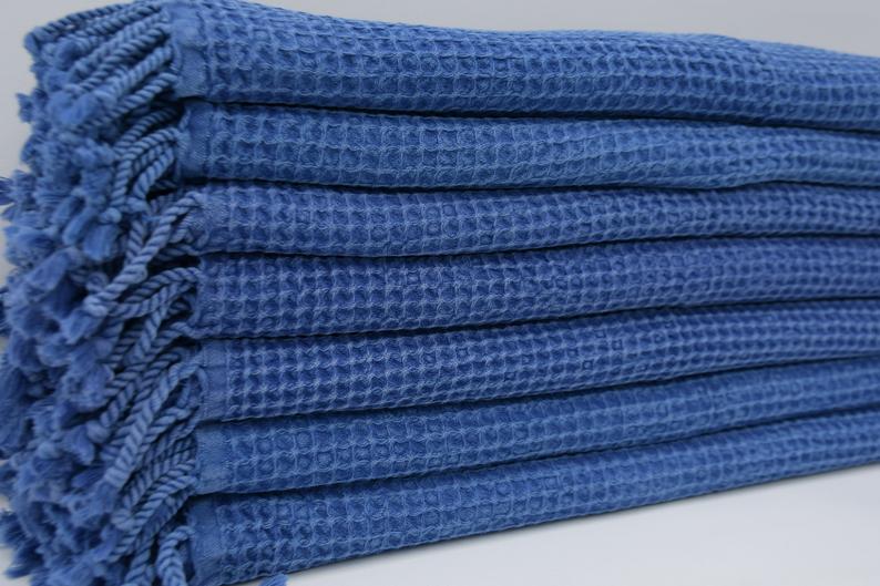 WAFFLE NAVY TURKISH TOWEL-3