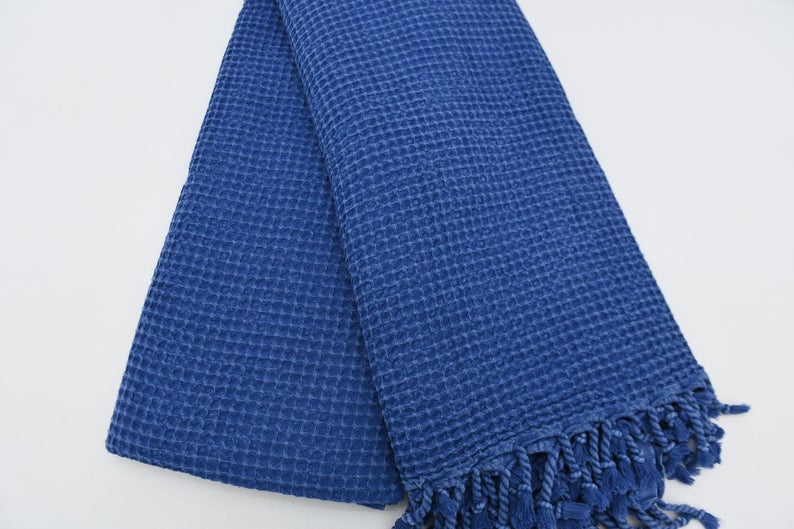 WAFFLE NAVY TURKISH TOWEL-2