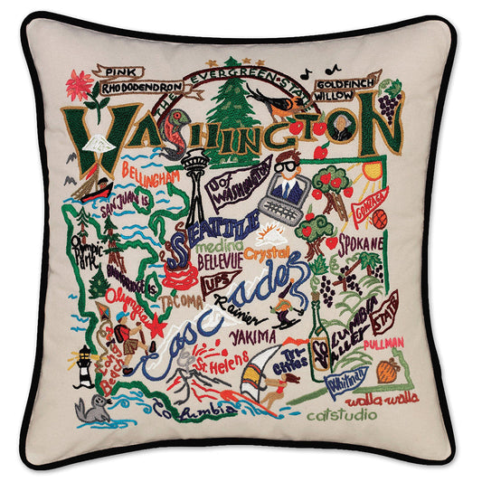 Washington Hand-Embroidered Pillow-0