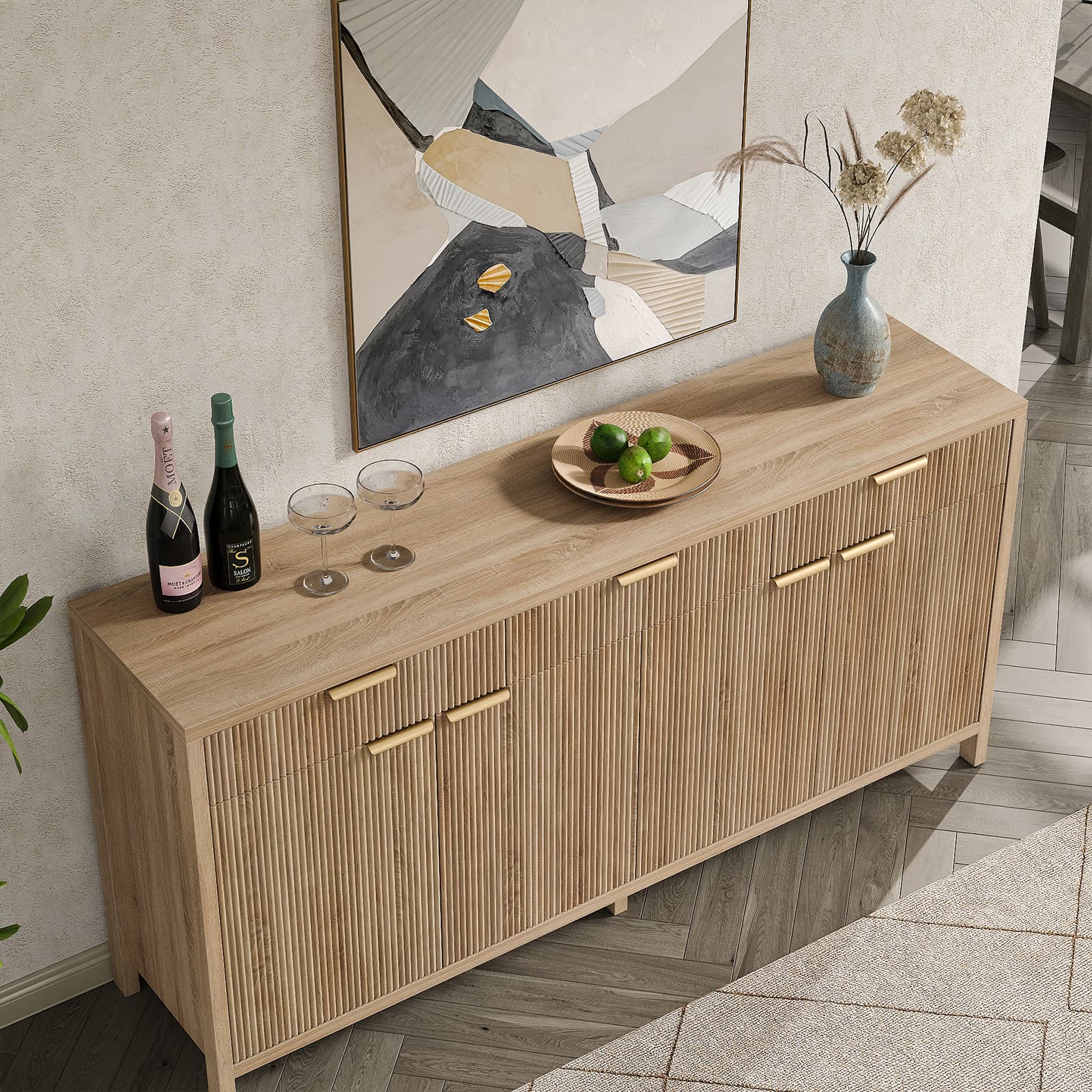 Yanosaku SC005 66'' Storage Cabinet with Drawers & Doors-2