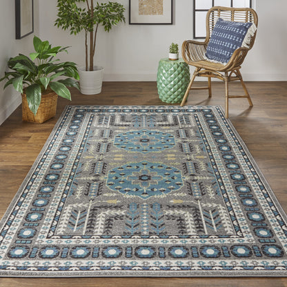 Foster Transitional Medallion - Gray/Blue/Green - Clearance-1
