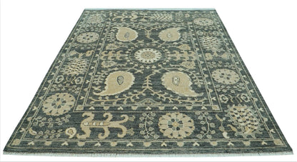 LoomBloom 8x10 Slate Hand Knotted Transitional Oushak Wool Oriental Area Rug-2