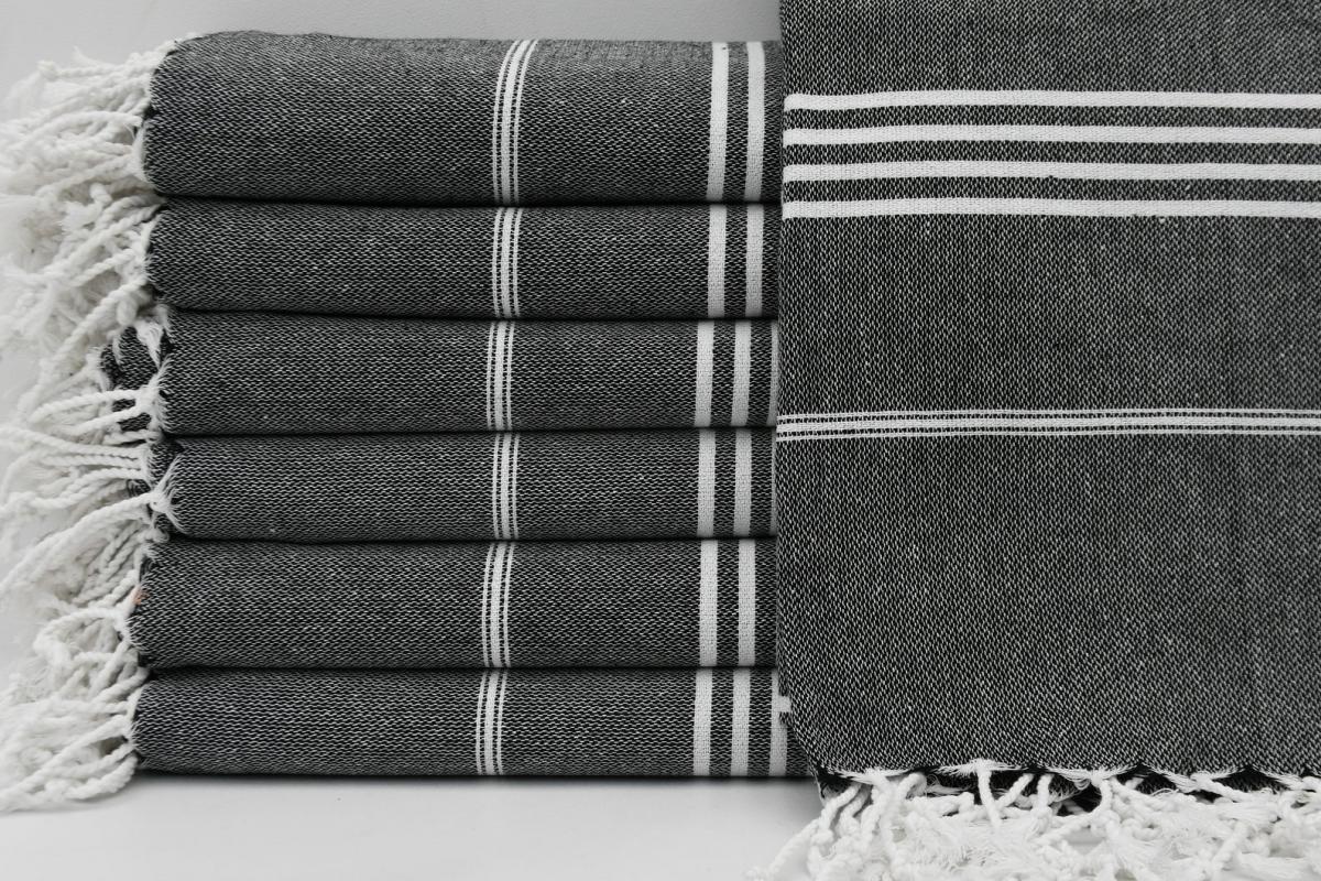 MONACO BLACK TURKISH TOWEL-0