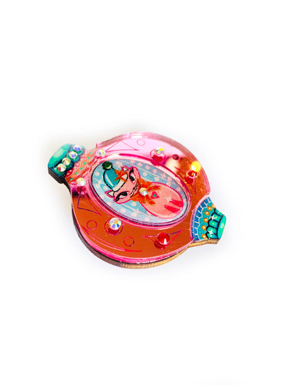 Retro Cat Christmas Bauble Brooch by Rosie Rose Parker-2
