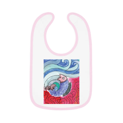 Whimsical Baby Bib with Contrast Trim, Colorful Fish Design, Ideal for Baby Showers, Toddler Mealtime, Cute Gift Idea by Japochine