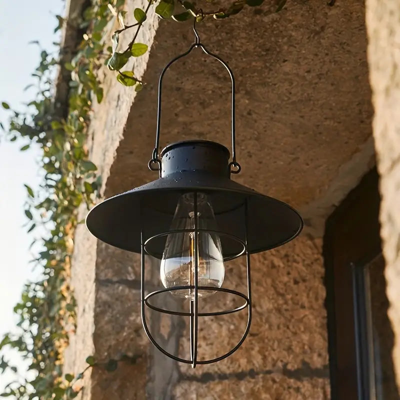 NNETM Black Vintage Solar-Powered Art Courtyard Chandelier - Outdoor Garden Decor-3