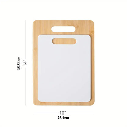 2-Piece Bamboo and Poly Cutting Board Set – Eco-Friendly Bamboo & Durable Poly Chopping Boards, White-3