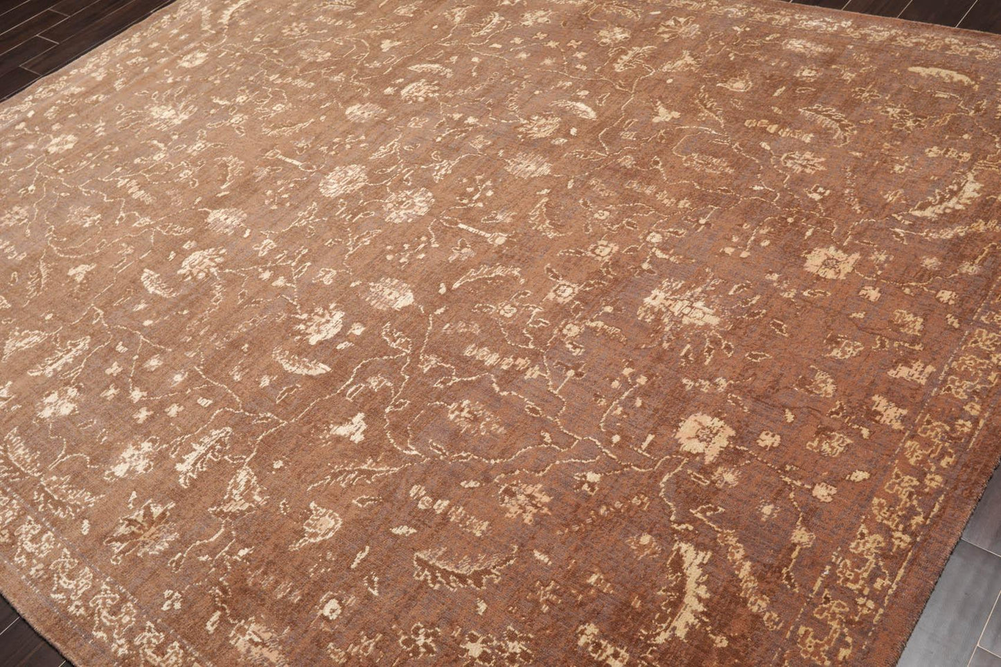 7'1" x 9' 100% New Zealand Wool Transitional Oriental Area Rug Brown-2