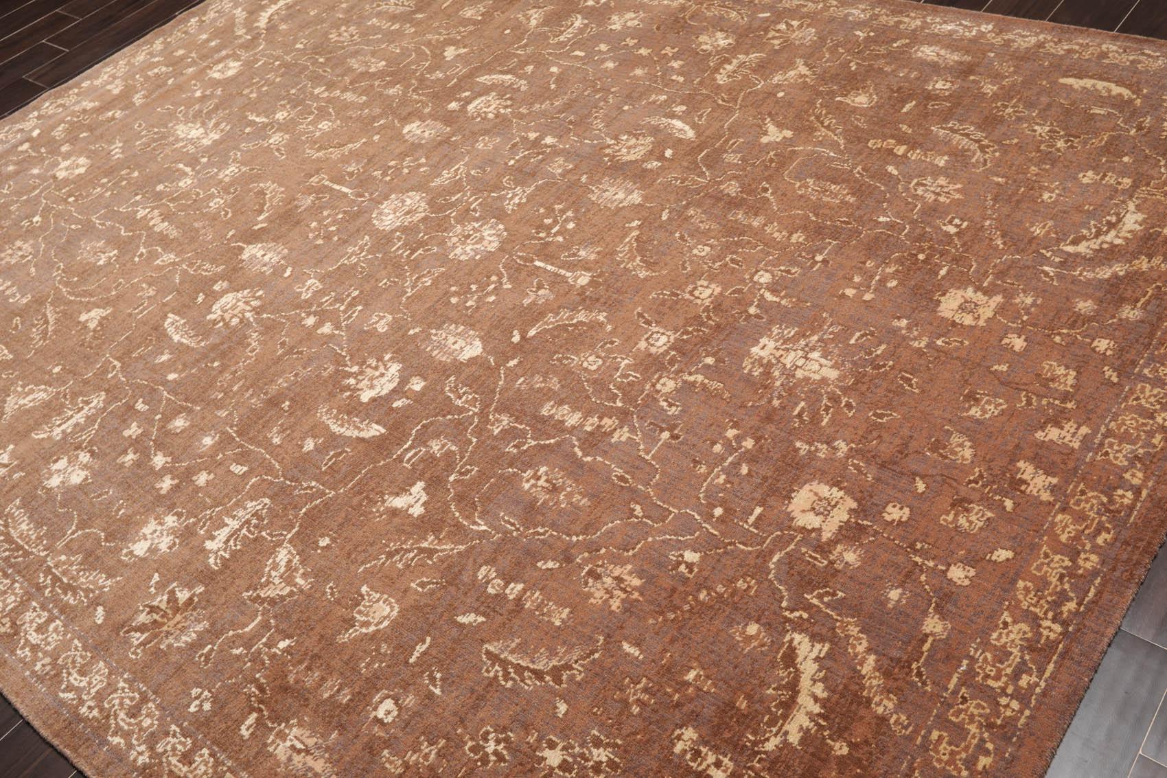 7'1" x 9' 100% New Zealand Wool Transitional Oriental Area Rug Brown-2