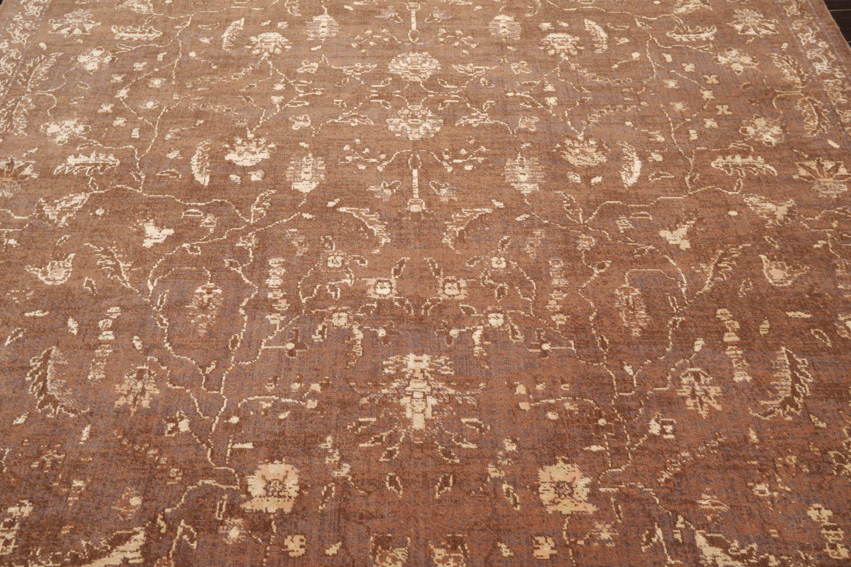 7'1" x 9' 100% New Zealand Wool Transitional Oriental Area Rug Brown-4