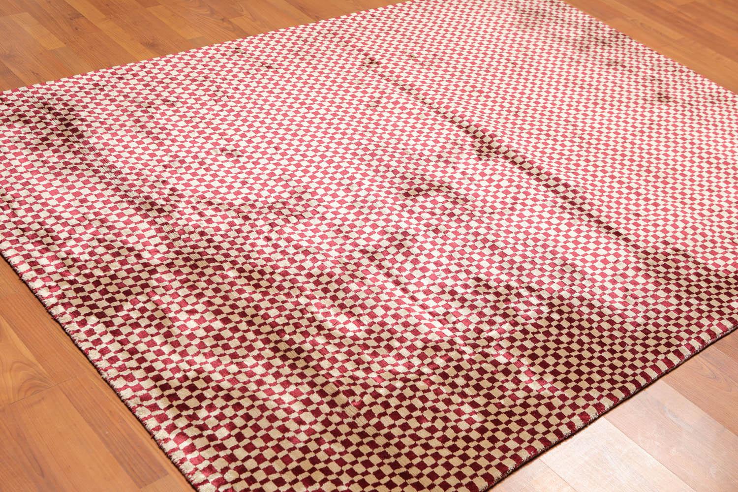 5'4" x 7'8" Handmade 100% Bamboo silk Cut Pile Area Rug Modern Beige-1