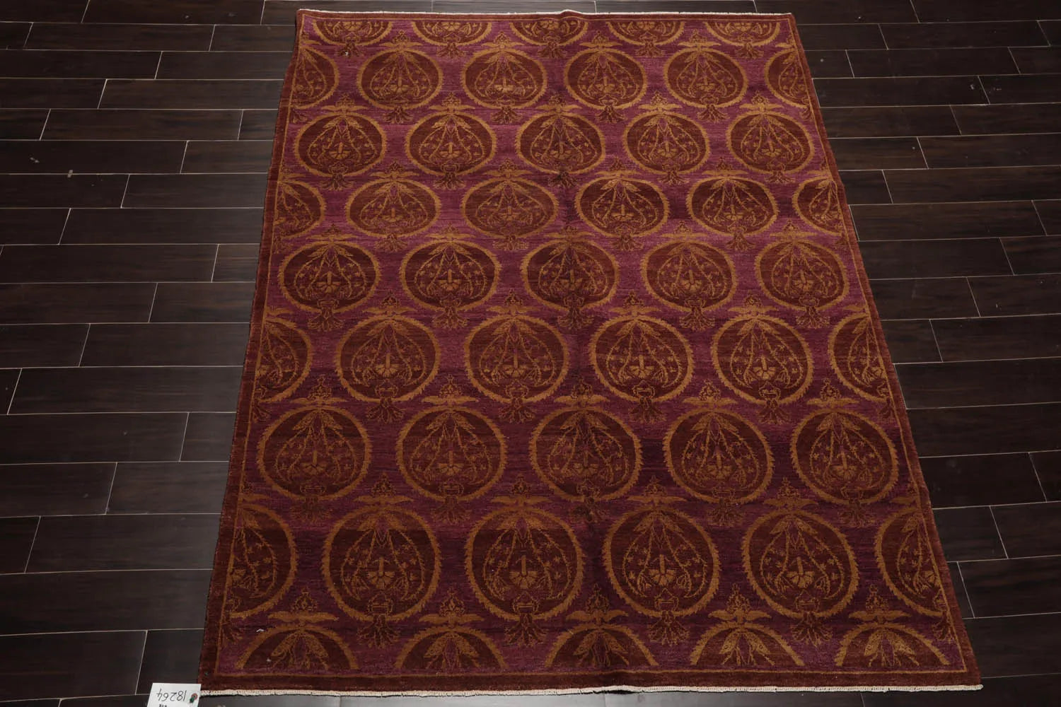 6x9 Aubergine Hand Knotted Tibetan 100% Wool Michaelian & Kohlberg Transitional Oriental Area Rug-2
