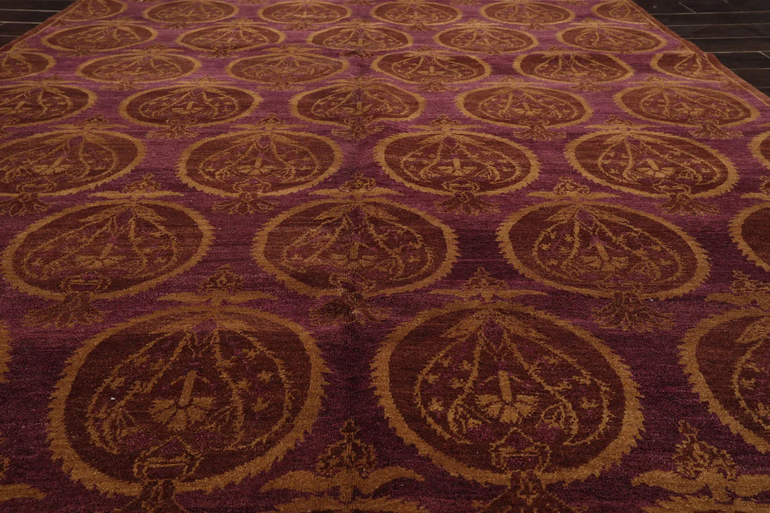 6x9 Aubergine Hand Knotted Tibetan 100% Wool Michaelian & Kohlberg Transitional Oriental Area Rug-3