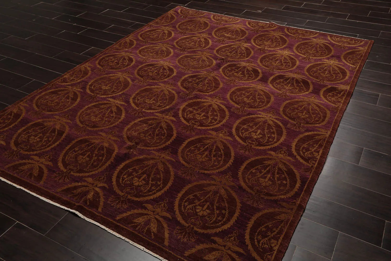 6x9 Aubergine Hand Knotted Tibetan 100% Wool Michaelian & Kohlberg Transitional Oriental Area Rug-4