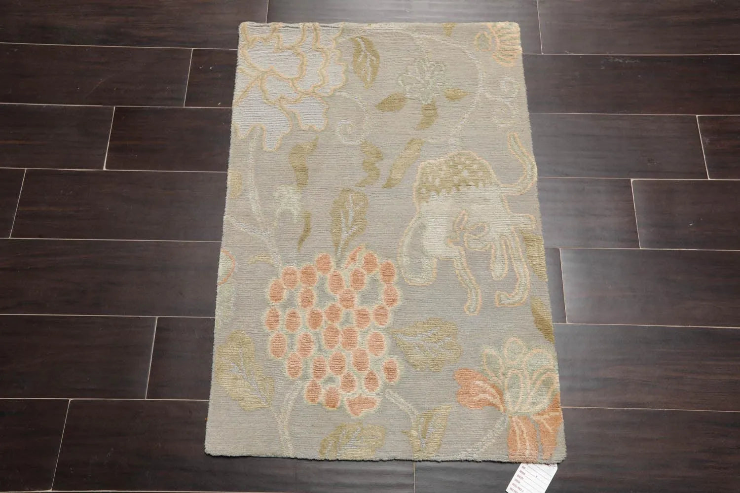 2' x 3' Hand Knotted Wool & Silk Transitional Tibetan Oriental Area Rug Gray-1