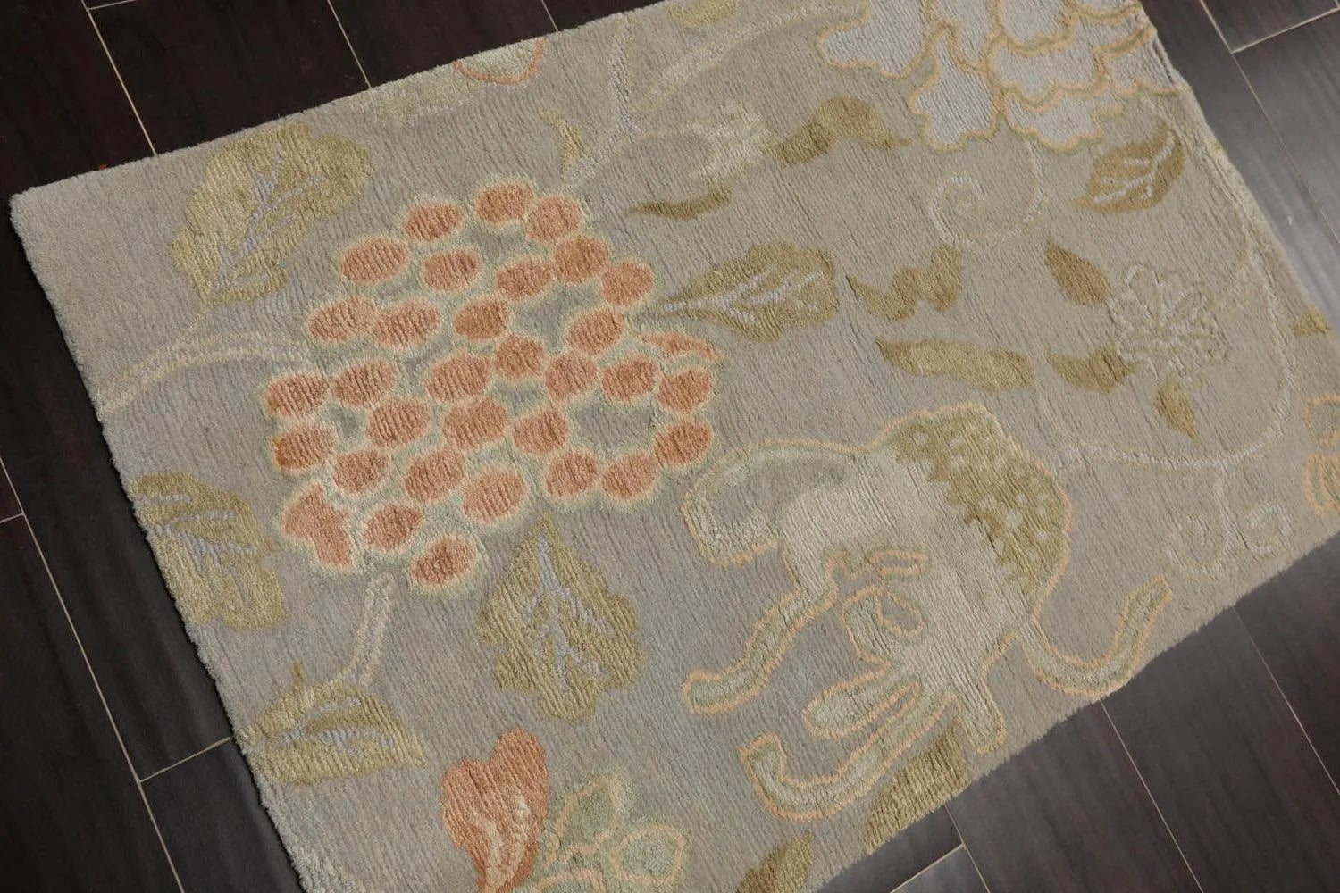 2' x 3' Hand Knotted Wool & Silk Transitional Tibetan Oriental Area Rug Gray-2