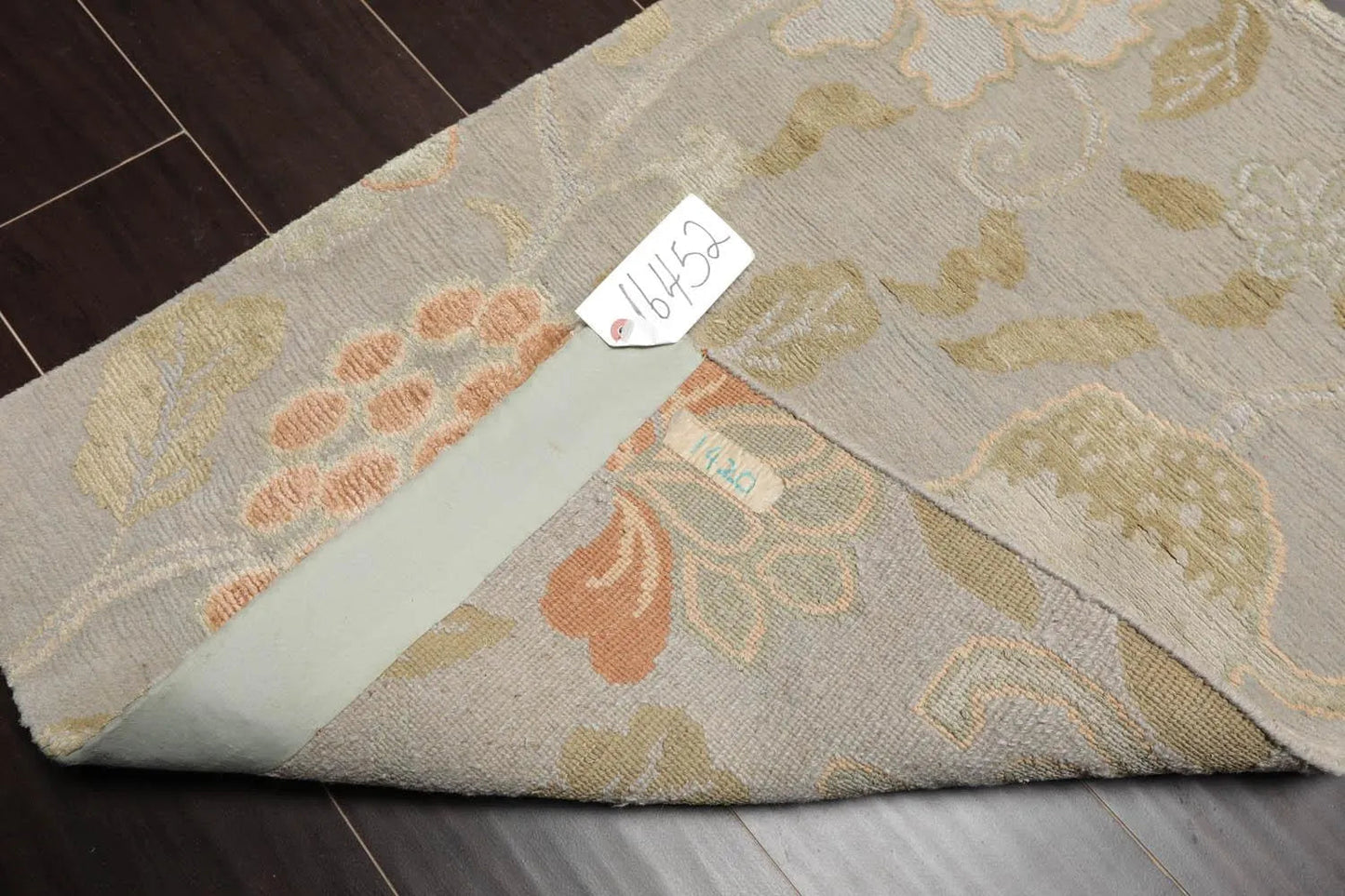 2' x 3' Hand Knotted Wool & Silk Transitional Tibetan Oriental Area Rug Gray-3