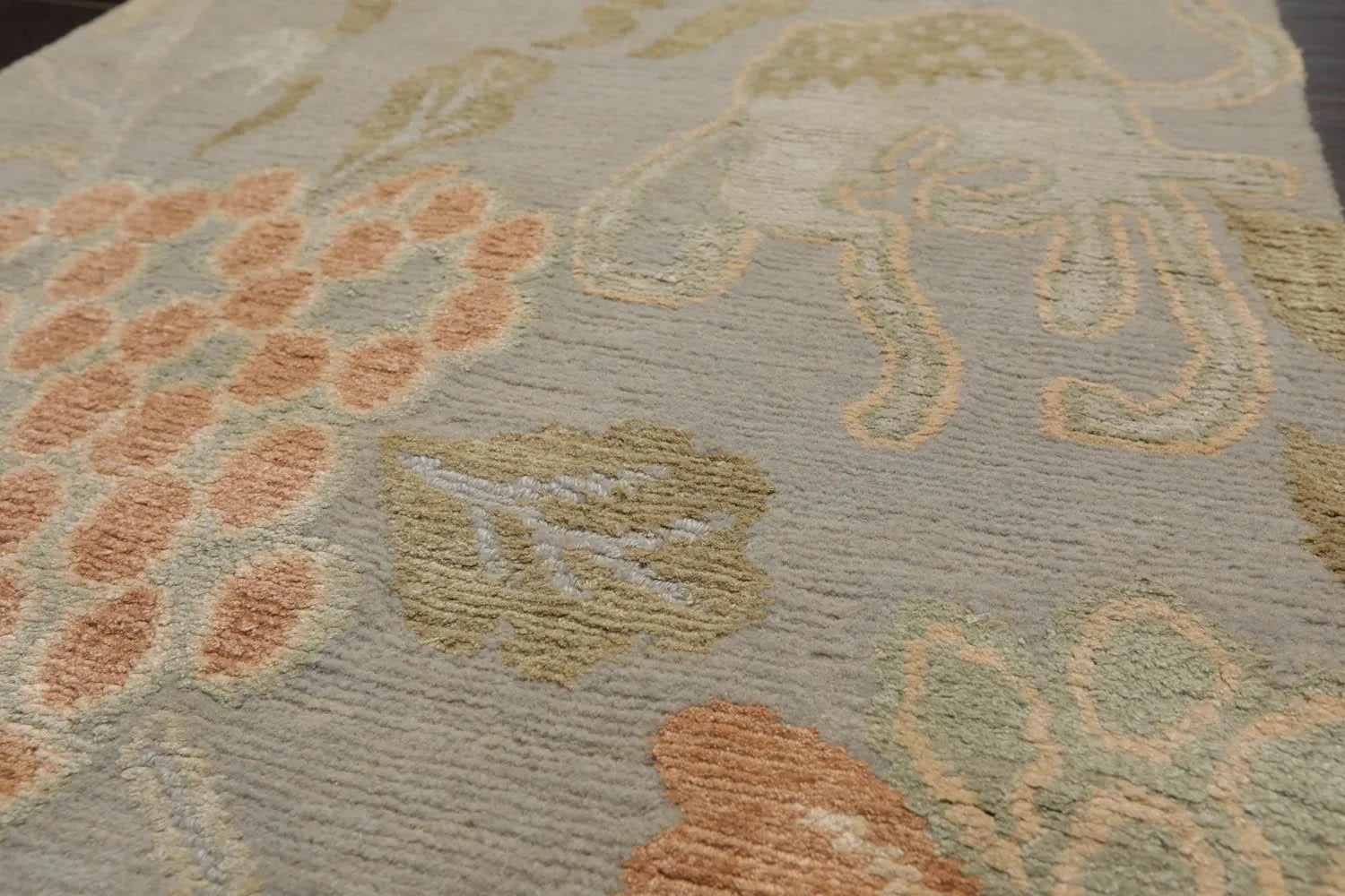 2' x 3' Hand Knotted Wool & Silk Transitional Tibetan Oriental Area Rug Gray-4