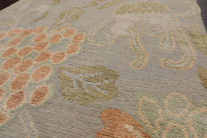 2' x 3' Hand Knotted Wool & Silk Transitional Tibetan Oriental Area Rug Gray-4
