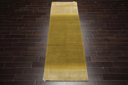 3'1''x12'1'' Runner Olive, Green Hand Knotted Tibetan 100% Wool ombre Modern & Contemporary Oriental Area Rug-2
